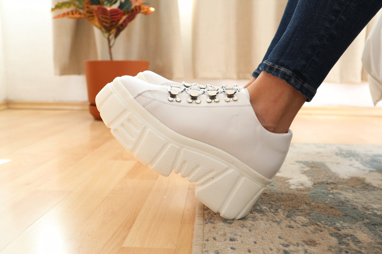 Tenis Mujer Plataforma Chunky Blanco