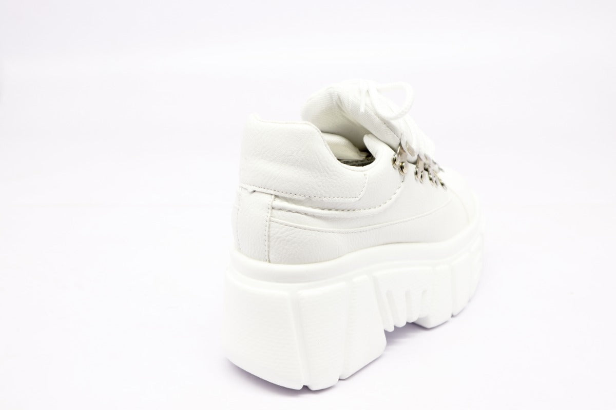 Women's Chunky Platform Tennis Set White + Laces + Cushioned Insoles